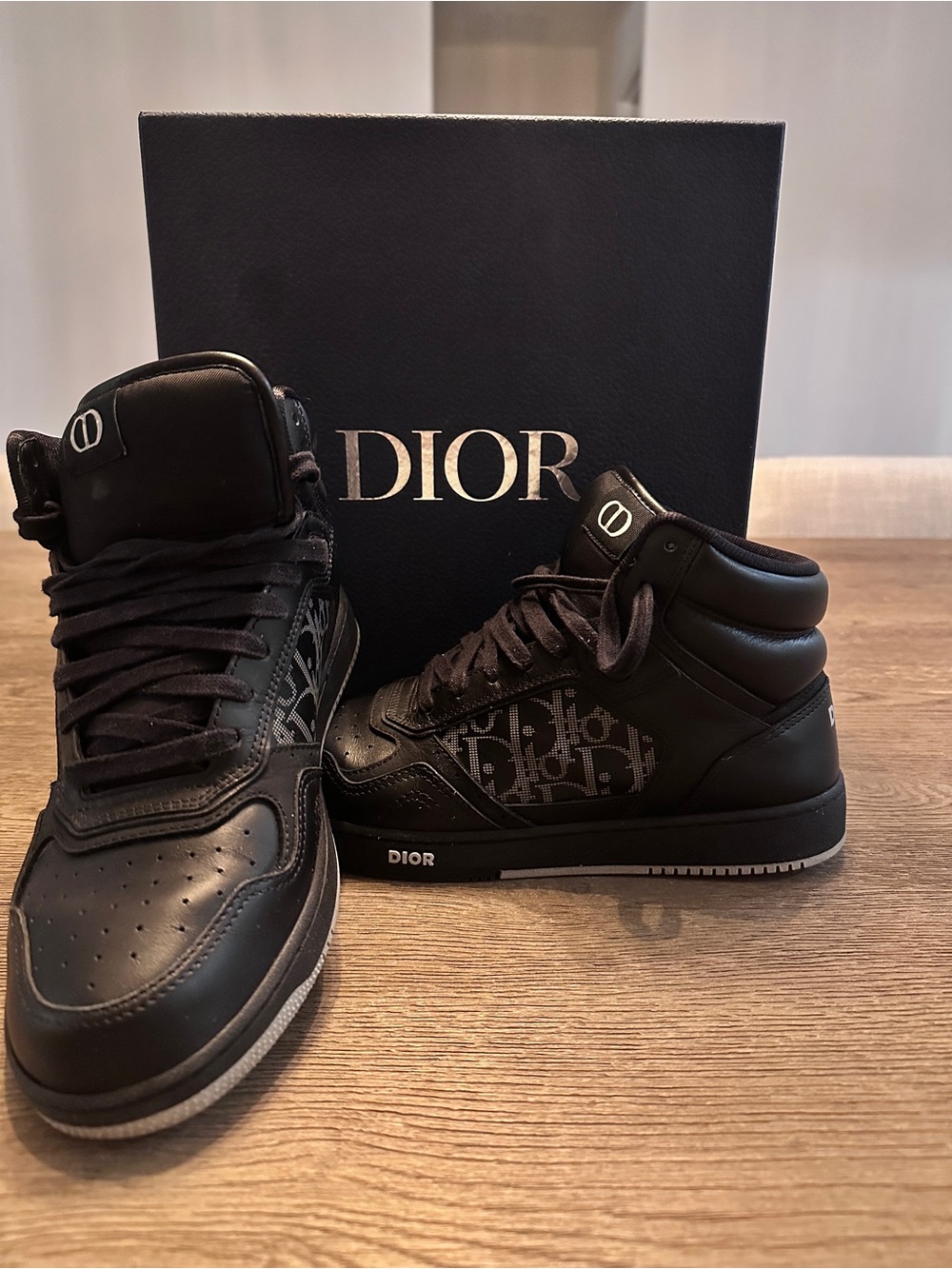 Dior Men’s Black High-Top Sneakers with Monogram Panels